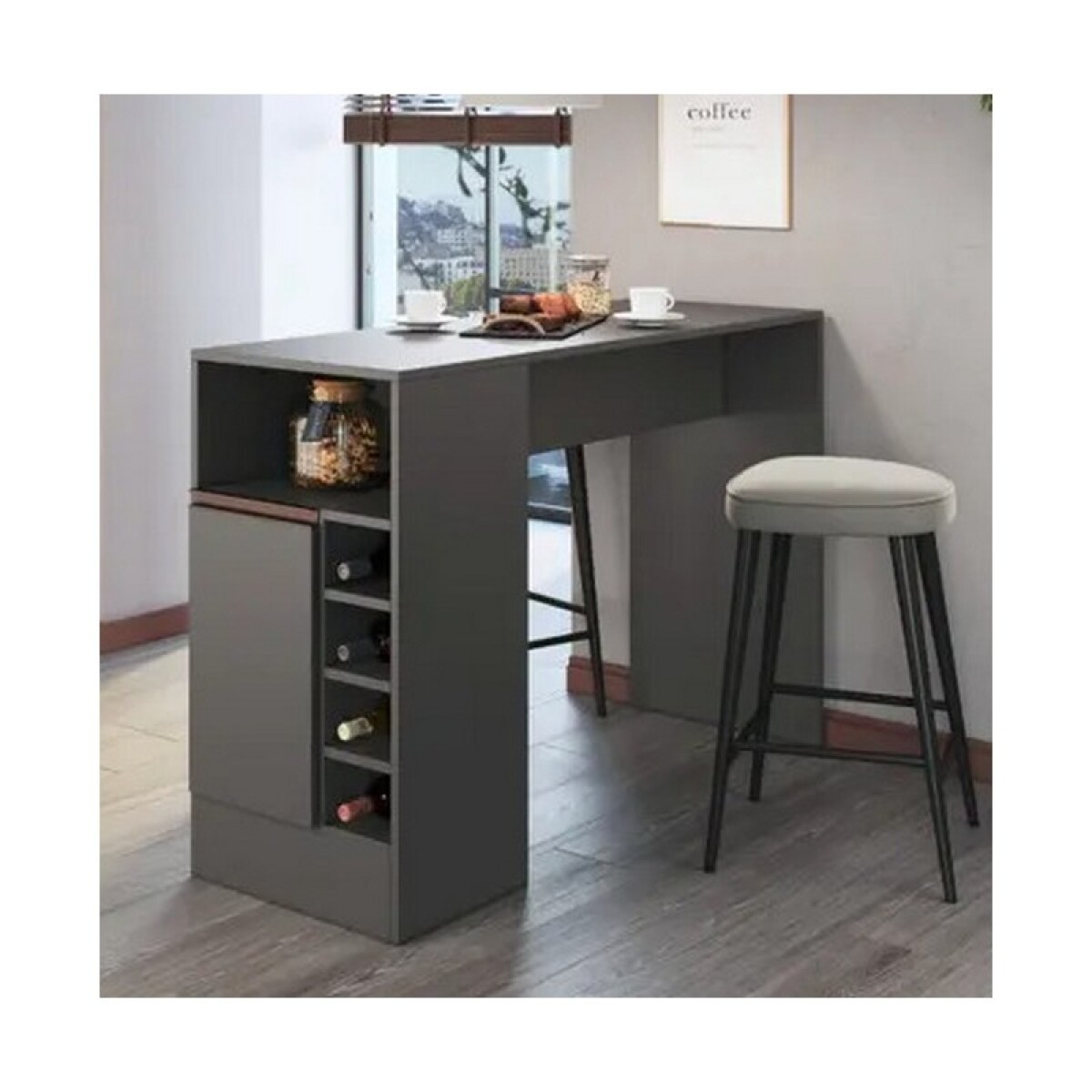 MESA COMPLEMENTO GOURMET CON PUERTA Y ESTANTE. ARTECAS NEGRA 