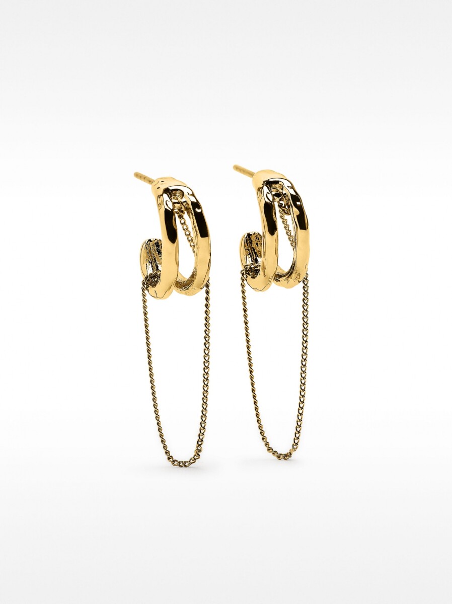 Aros Efecto Doble Con Cadena - dorado 