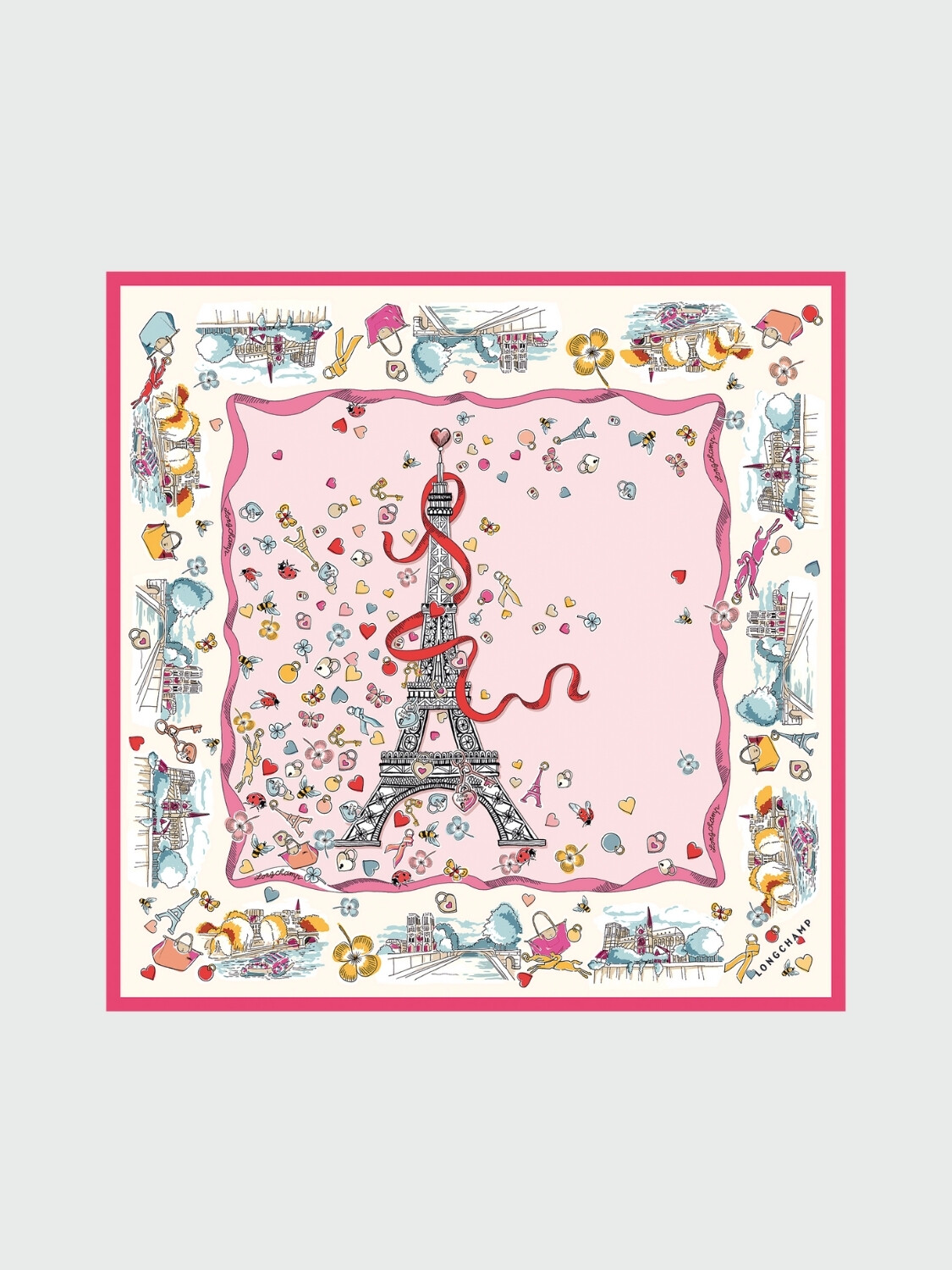 LONGCHAMP - Pañielo de Seda 50 Rosado