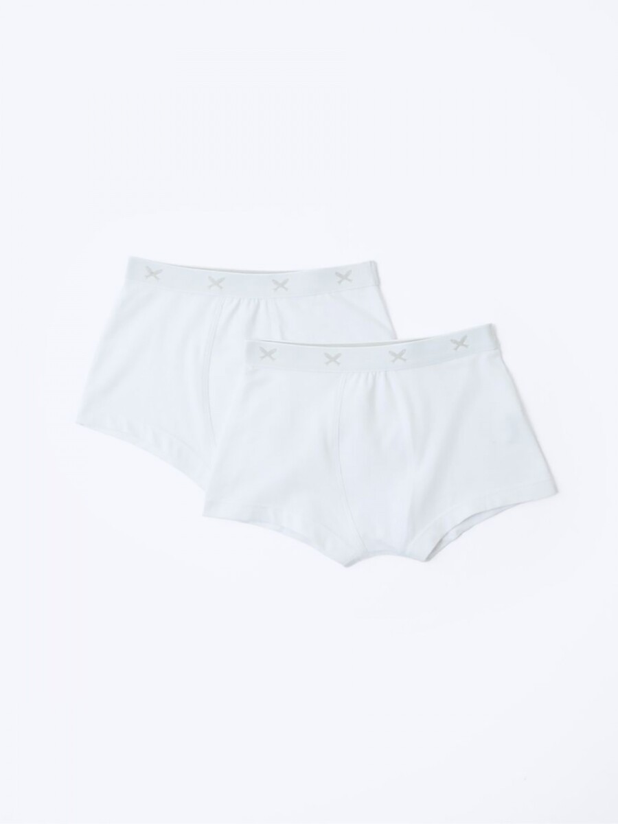 KIT CON 2 CALZONCILLOS ESTILO BOXER INFANTILES - BLANCO 