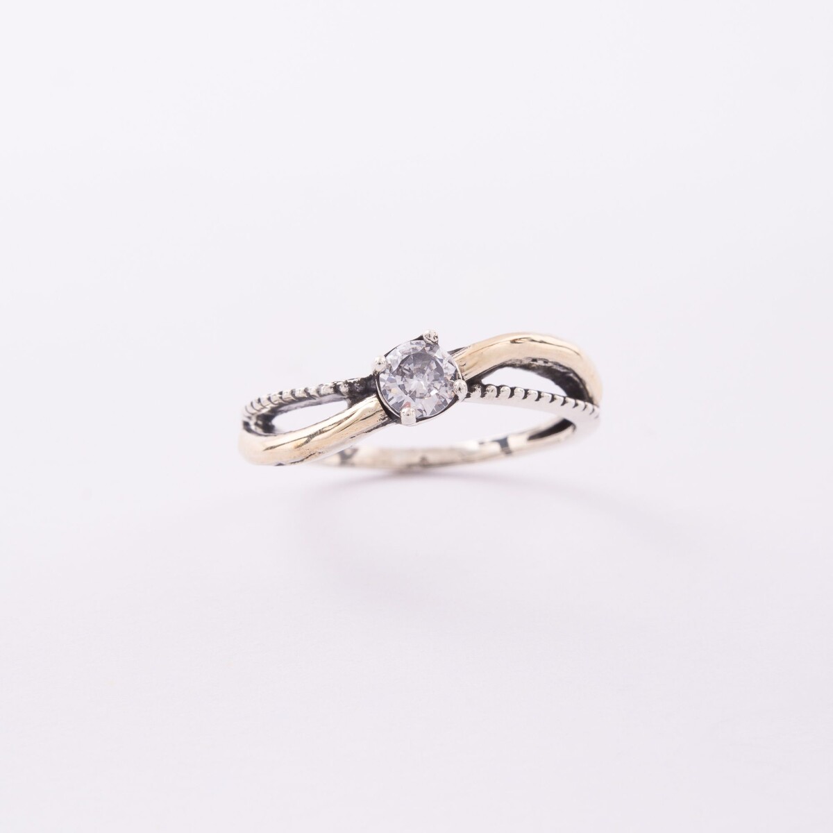Anillo People White - Plata y Oro 