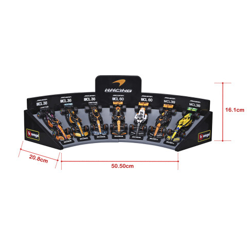 Set x 7 Autos McLaren con Exhibidor Formula 1 Bburago Escala 1:43 U