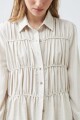 Camisa con frunces beige melange