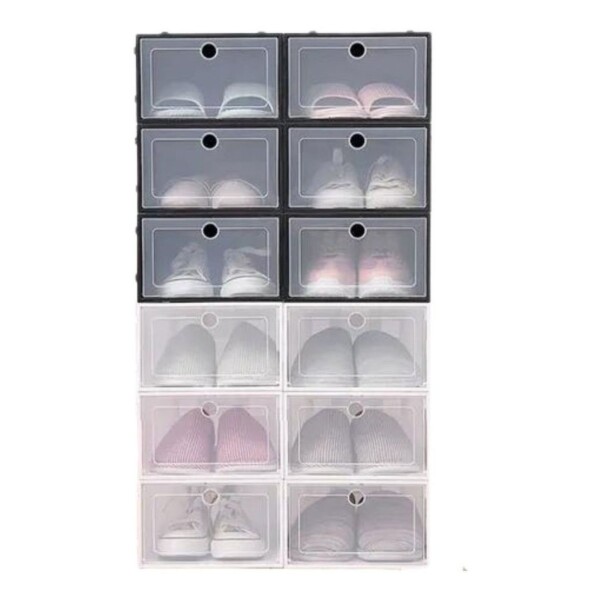 Cajas Estantes Organizador Rack Zapatos Zapatera Apilabl X48 Color Variante Negro