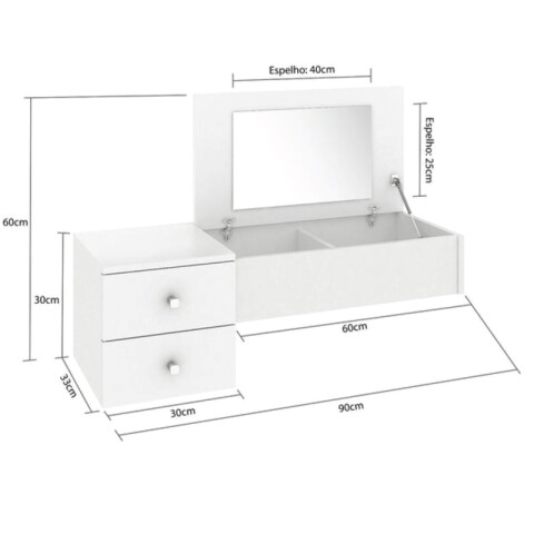 Mueble Tocador Zoe Colgante De Pared con Espejo - Escritorio y Cajones Mueble Tocador Zoe Colgante De Pared con Espejo - Escritorio y Cajones