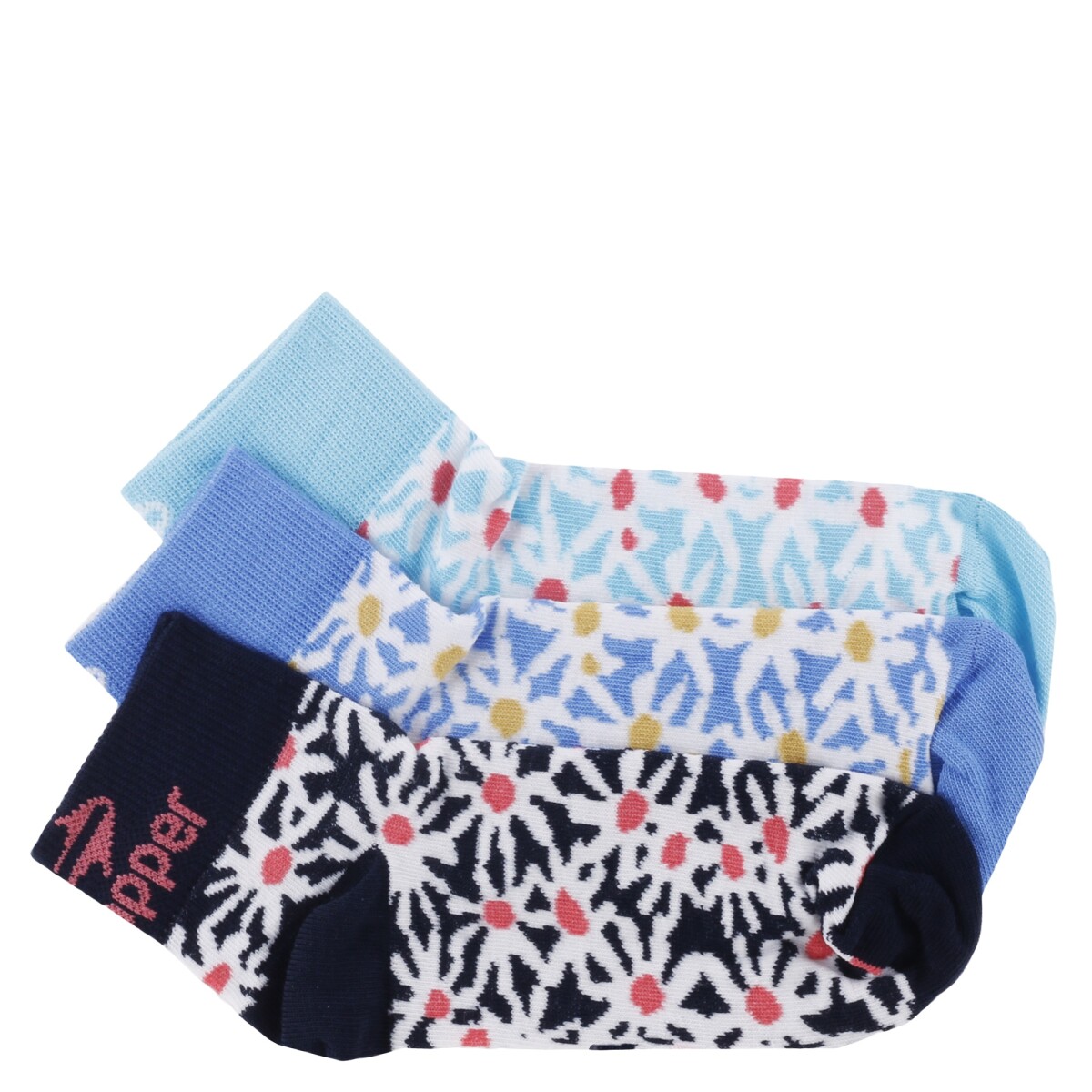 Medias Infantiles Topper x3 caña Baja - Celeste - Azul - Turquesa 