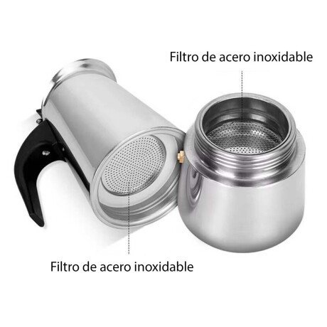 Set Cafetera Italiana + 6 Tazas 200Ml Vidrio y Acero Inox Plateado