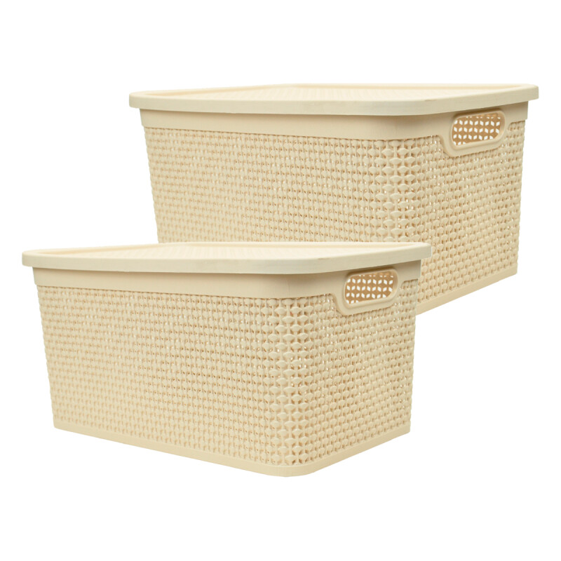 Set x2 Caja simil ratán 15 lts BEIGE