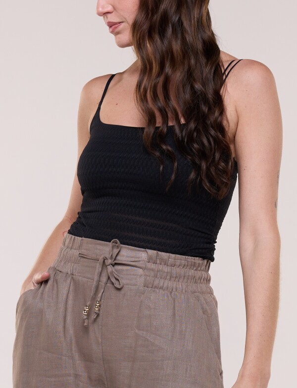 Top Crop Texturado Con Breteles Dobles NEGRO