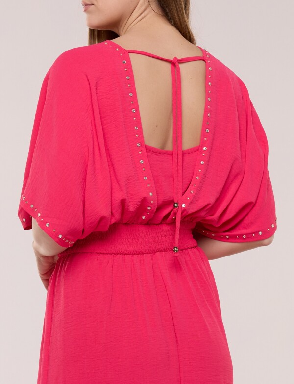 Vestido Maxi Con Tachas FUCSIA