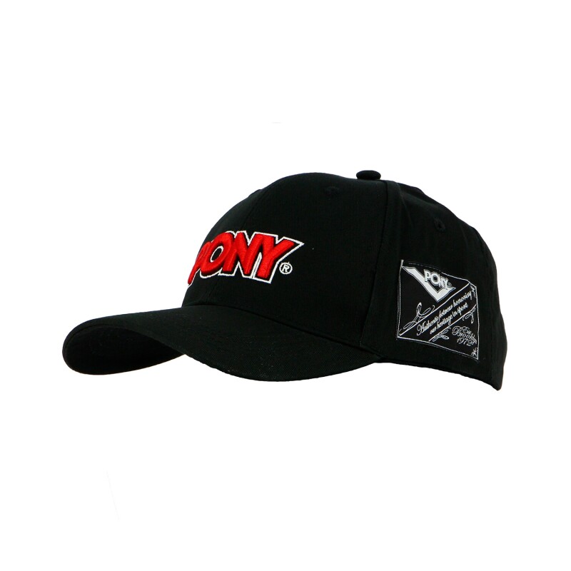 Gorro con Visera Pony con Liso con Logo Black/Red