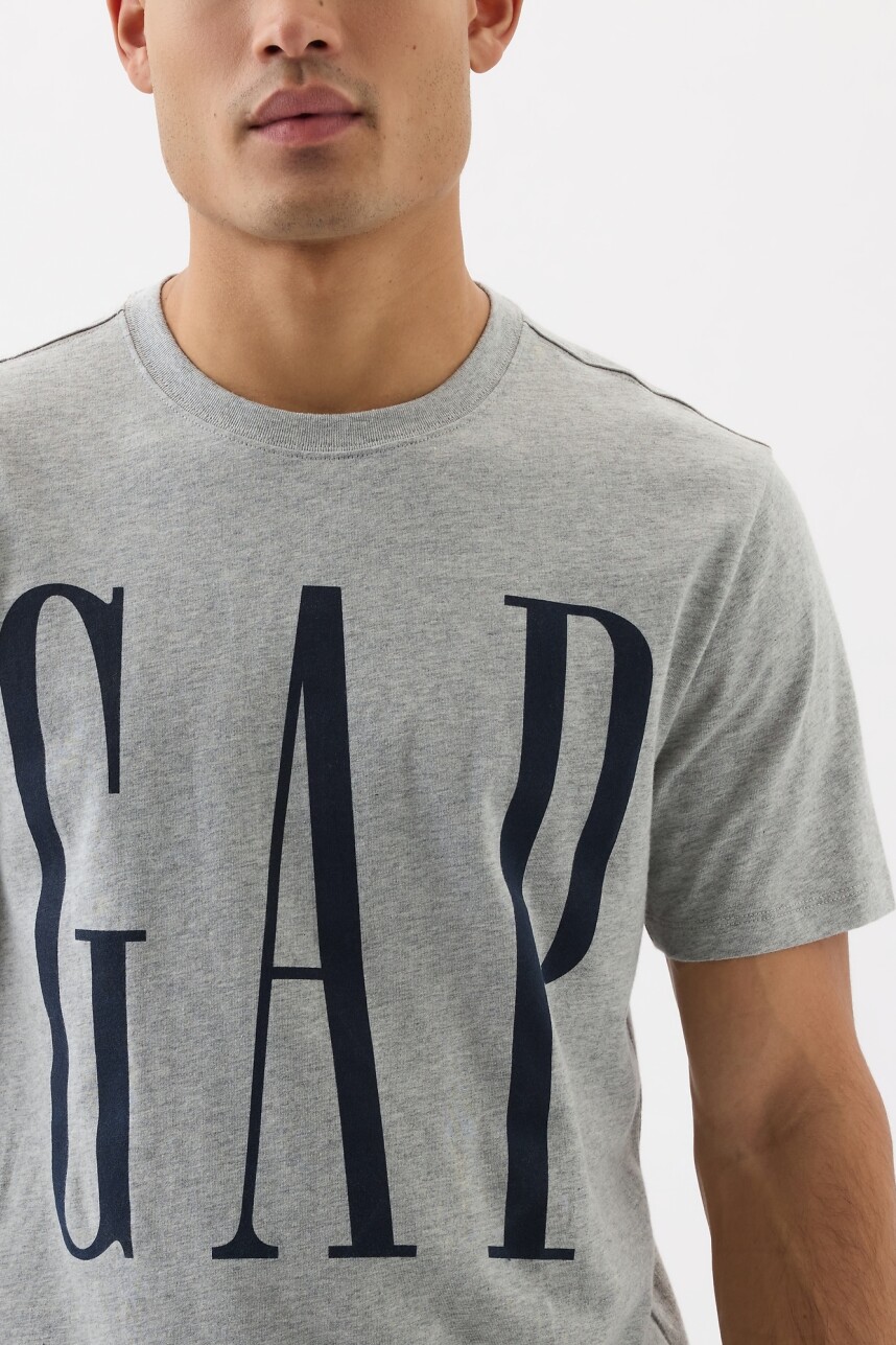 Remera Logo Gap Manga Corta Hombre Heather Grey