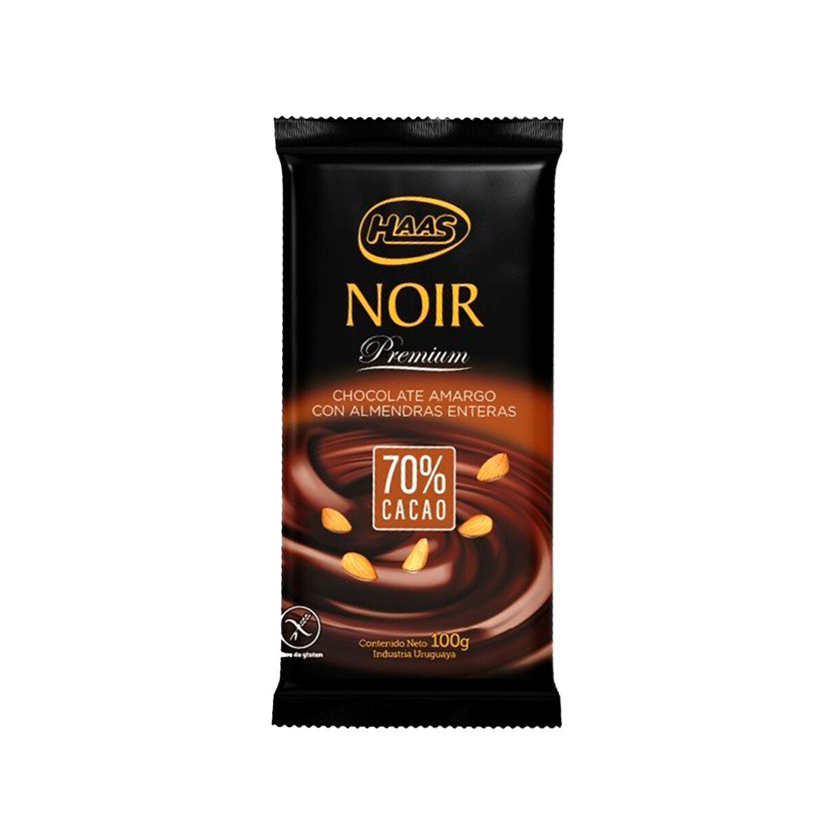 TABLETA CHOCOLATE HAAS NOIR 70% 100G ALMENDRAS 