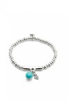PULSERA EN ALEACIÓN DE METALES BAÑADAS EN PLATA DE LEY Y CRISTAL DE MURANO TURQUESA Pulsera