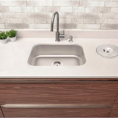 Pileta Acero Inox Simple 48X34X18Cm Con Valvula Canastilla Tramontina 000