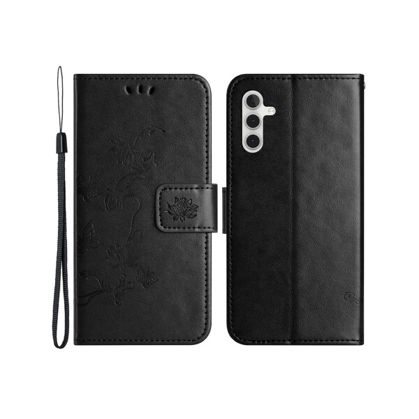 Flip cover para Samsung Galaxy A55 diseño flores color negro Flip Cover Para Samsung Galaxy A55 Diseño Flores Color Negro