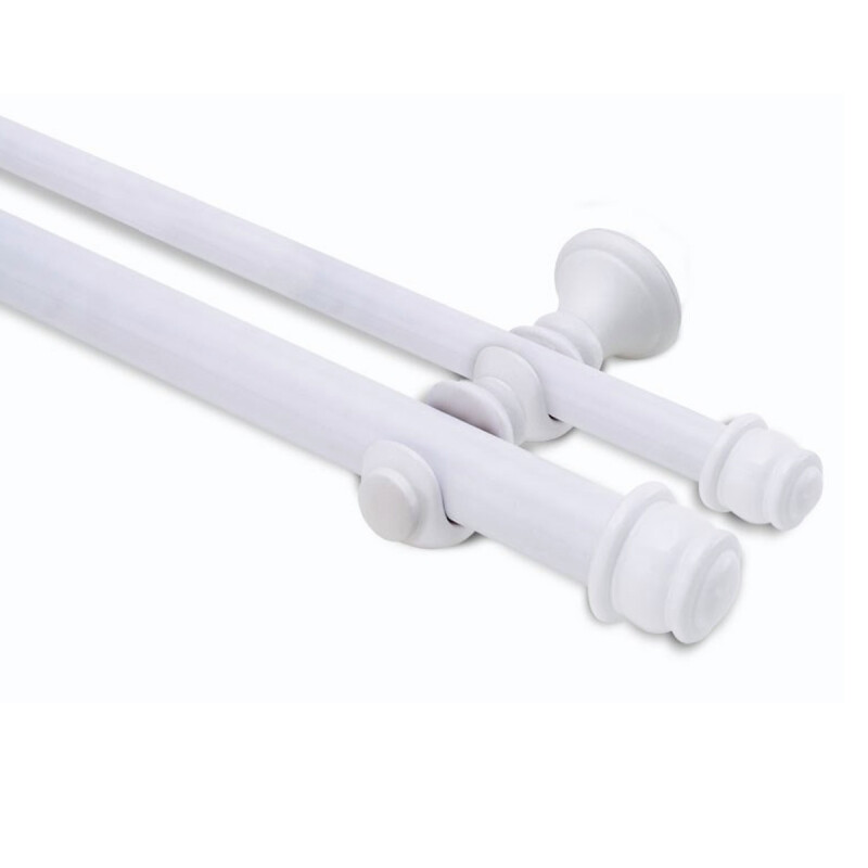 Barrote cortina doble de metal 2,5 m + 3 Soportes BLANCO