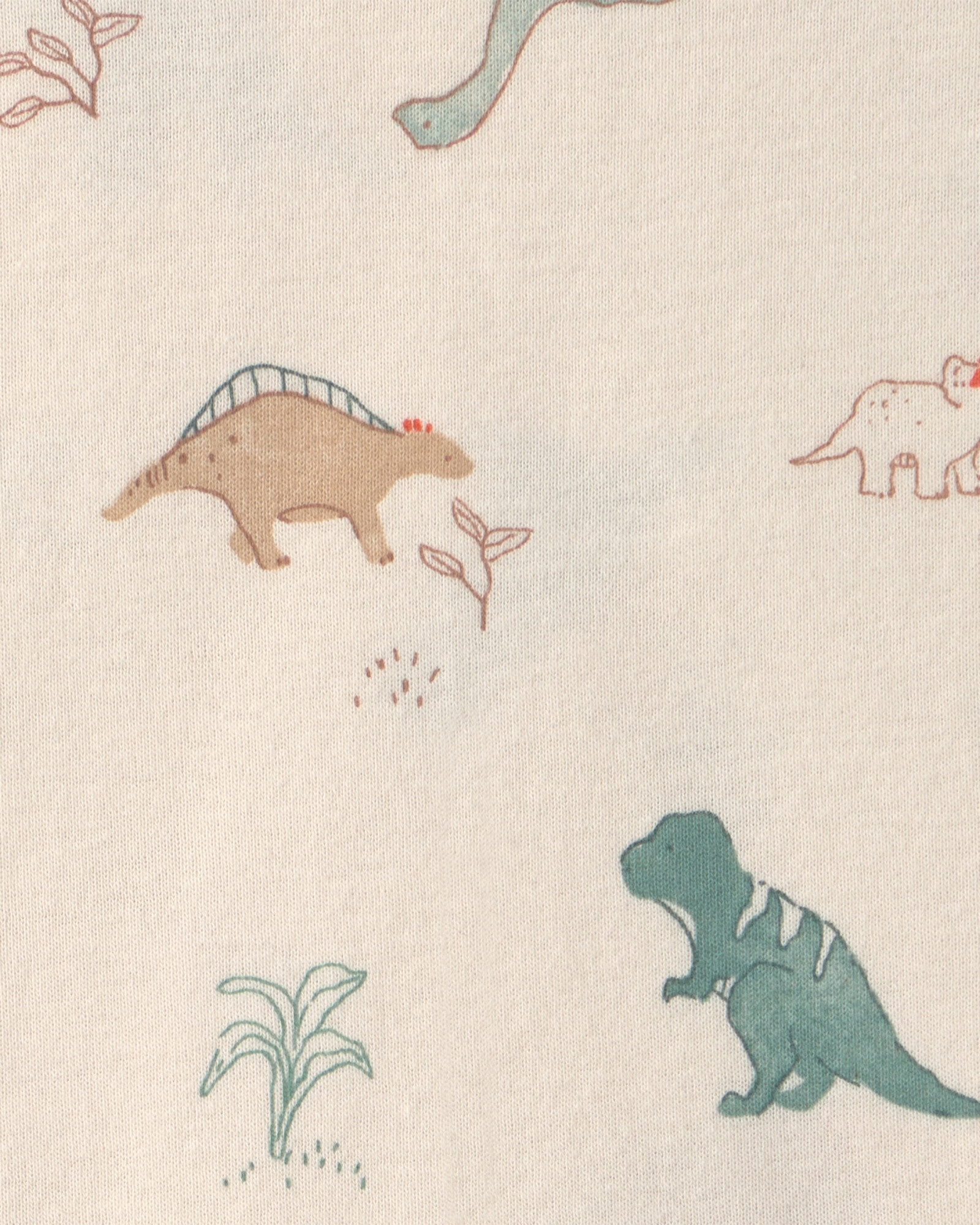 Set tres piezas de algodón, pantalón y bodies, verde y crema, diseño dinos Sin color