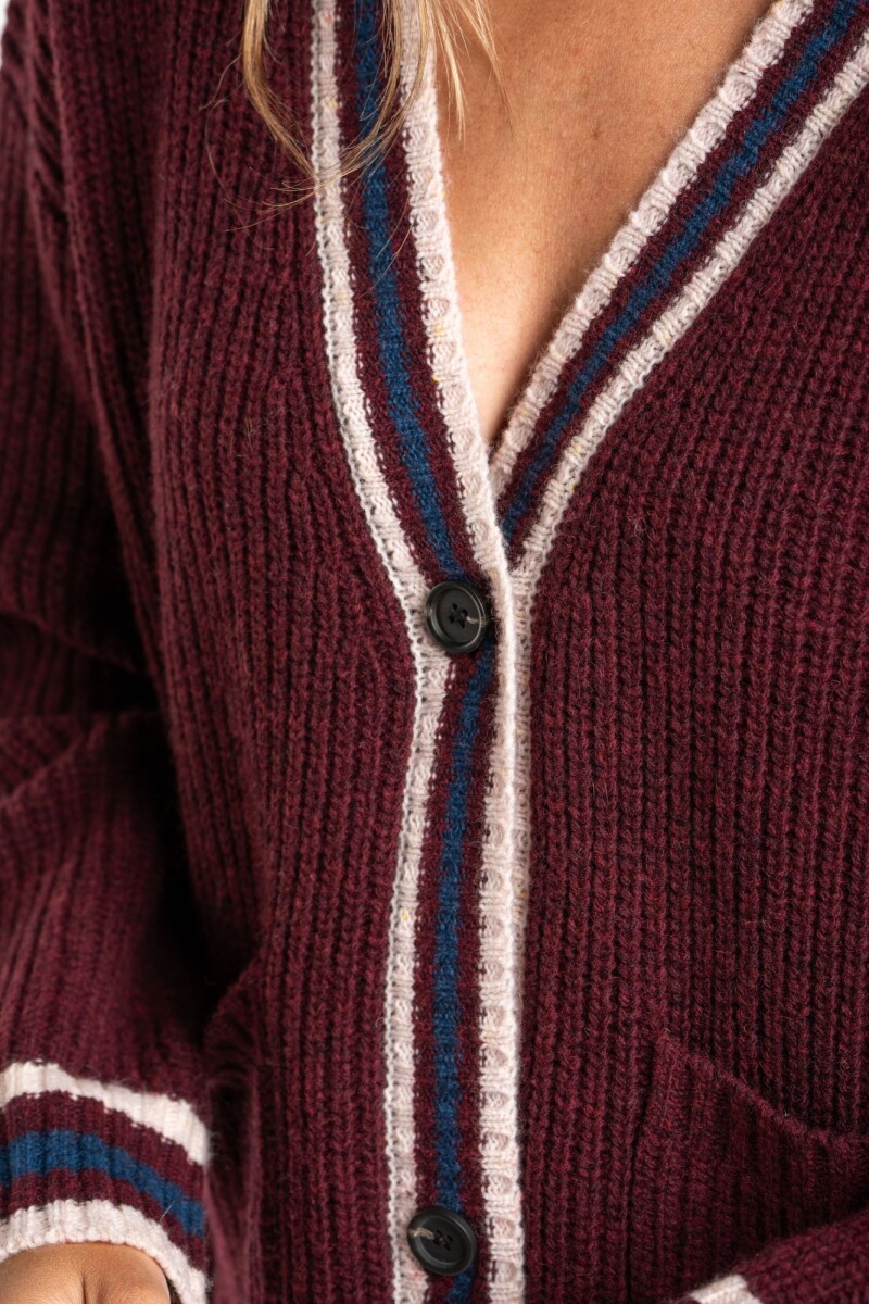 Cardigan Lana Multi Rojo