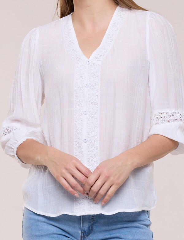 Blusa Botones Det Pu BLANCO