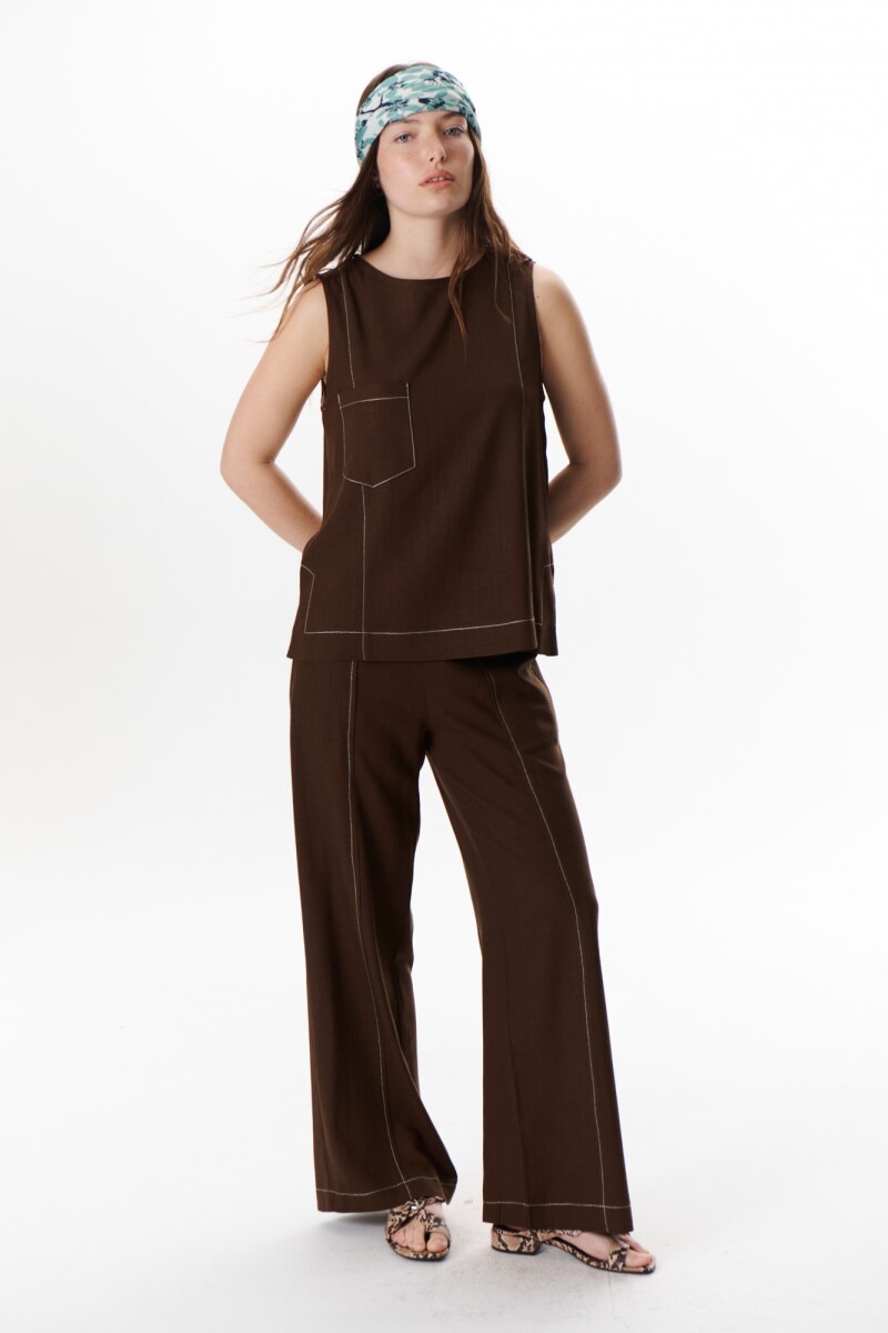 TOP LINO POCKET MARRON