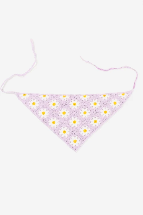 Bandana tejida flor lila