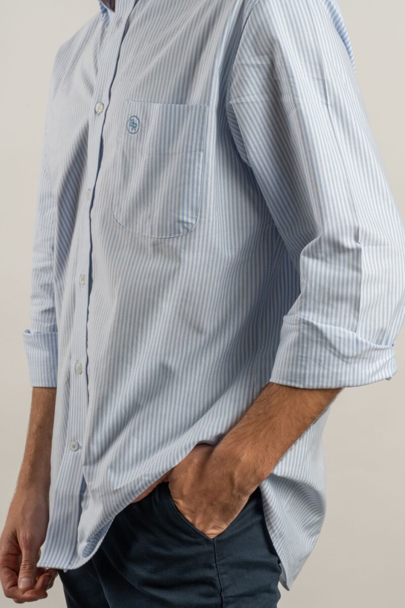 Camisa Oxford Rayada Brixton Azul