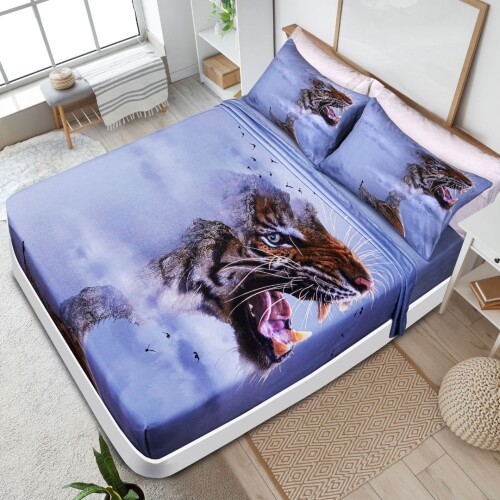JUEGO DE SÁBANAS LANCASTER DIGITAL PRINT TIGRE 2 PLAZAS