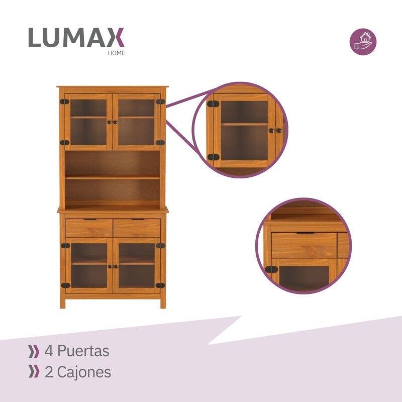 Cristalero Aparador Madera 4 Puertas 2 Cajones 2 Estantes Lumax Cristalero Aparador Madera 4 Puertas 2 Cajones 2 Estantes Lumax
