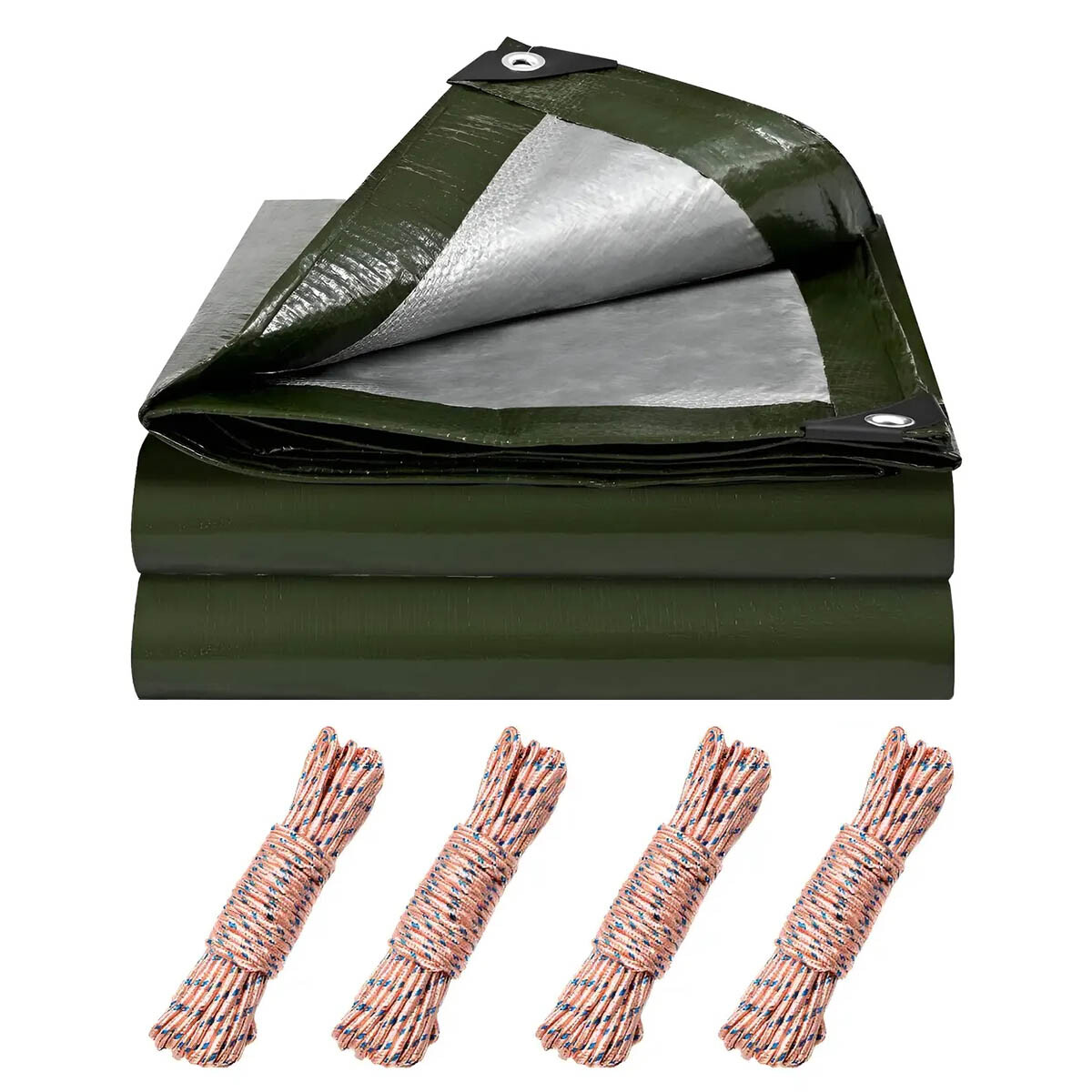 Lona Toldo Impermeable Uv Carpa 4x4mt+4 Cuerda 5mt - Verde 