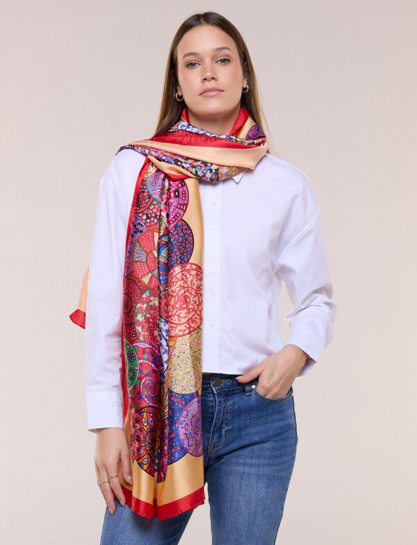 Pashmina De Satén Estampada CORAL/MULTI