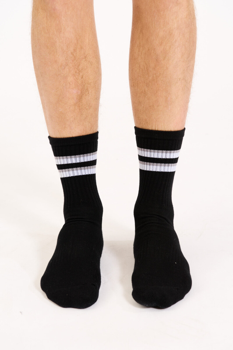 3/4 DOUBLE LINE SOCKS J-negro