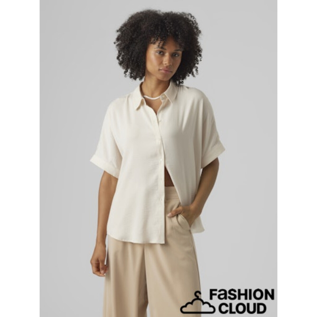 VMKATRINE SS OVERSIZED SHIRT WVN GA NOOS - BIRCH 