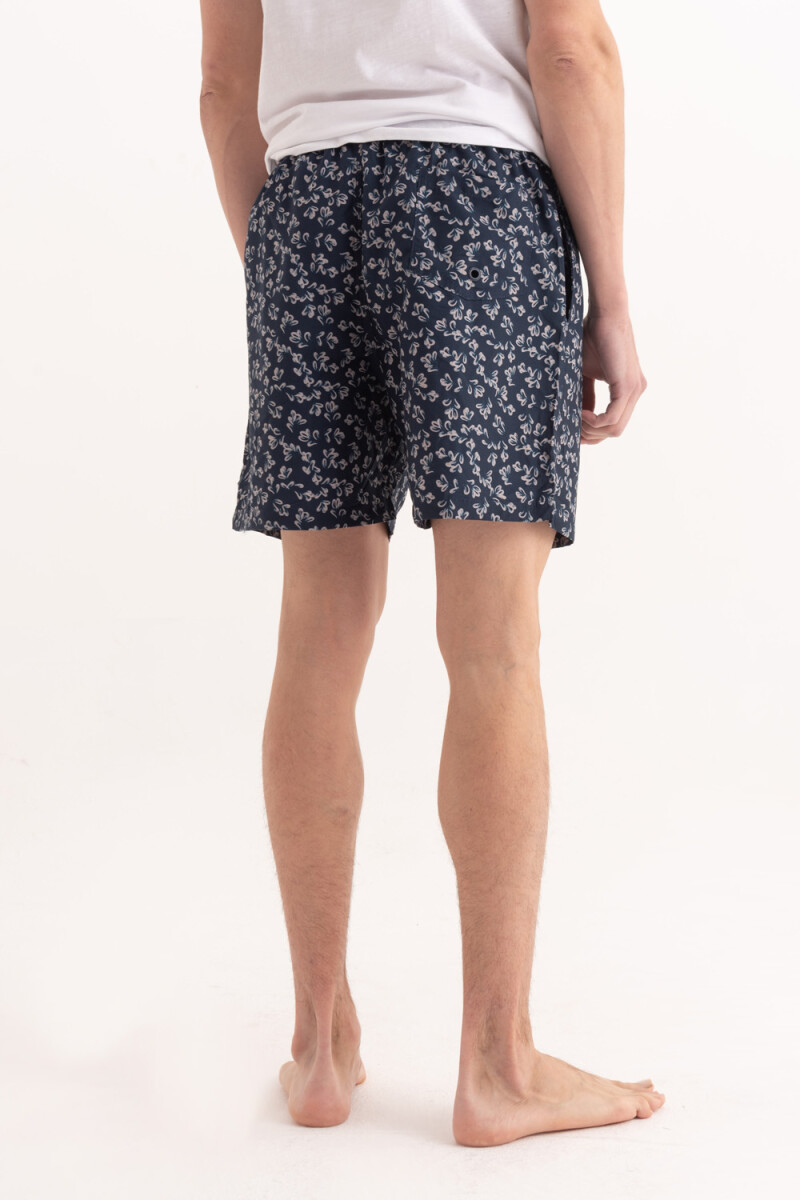 Short de baño estampado Pétalos Azul Marino