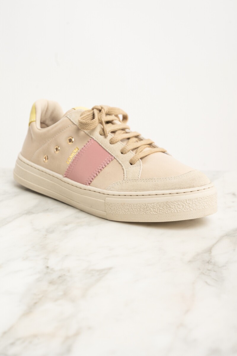 Zapatiila Cuero Combinada Nácar