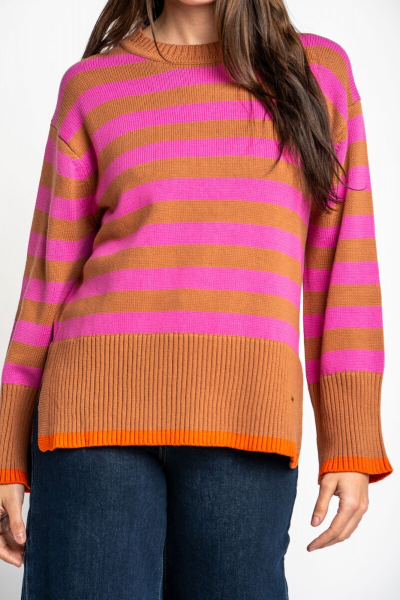 Sweater Rayado Rosa