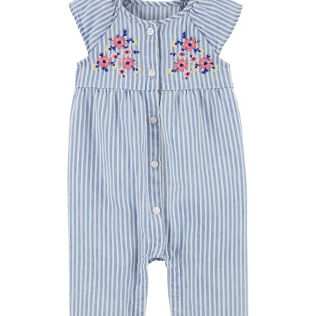 Enterito Carters Chambray Flores Bordadas AZUL