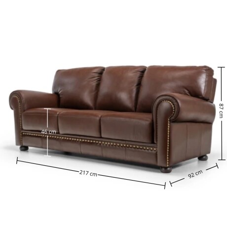 Sofá Elegance - Cuero Básico - 3 Cuerpos New Brown - (Preventa)
