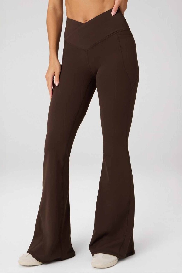 Legging Oasis High-Waisted Crossover Flare Mujer Cacao