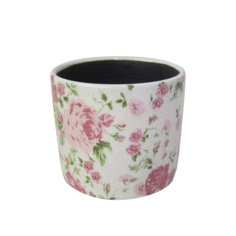 MACETA CERAMICA 12X12X10.5CM FLORES ROSA MACETA CERAMICA 12X12X10.5CM FLORES ROSA
