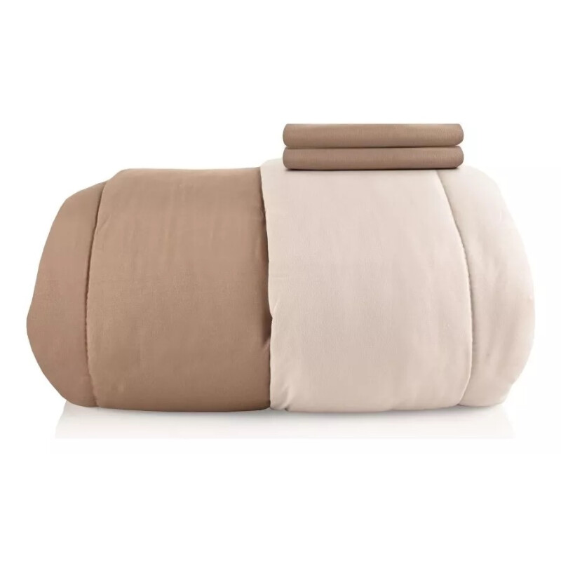 Acolchado De Microfibra Reversible Queen - Marrón y Beige Acolchado De Microfibra Reversible Queen - Marrón y Beige