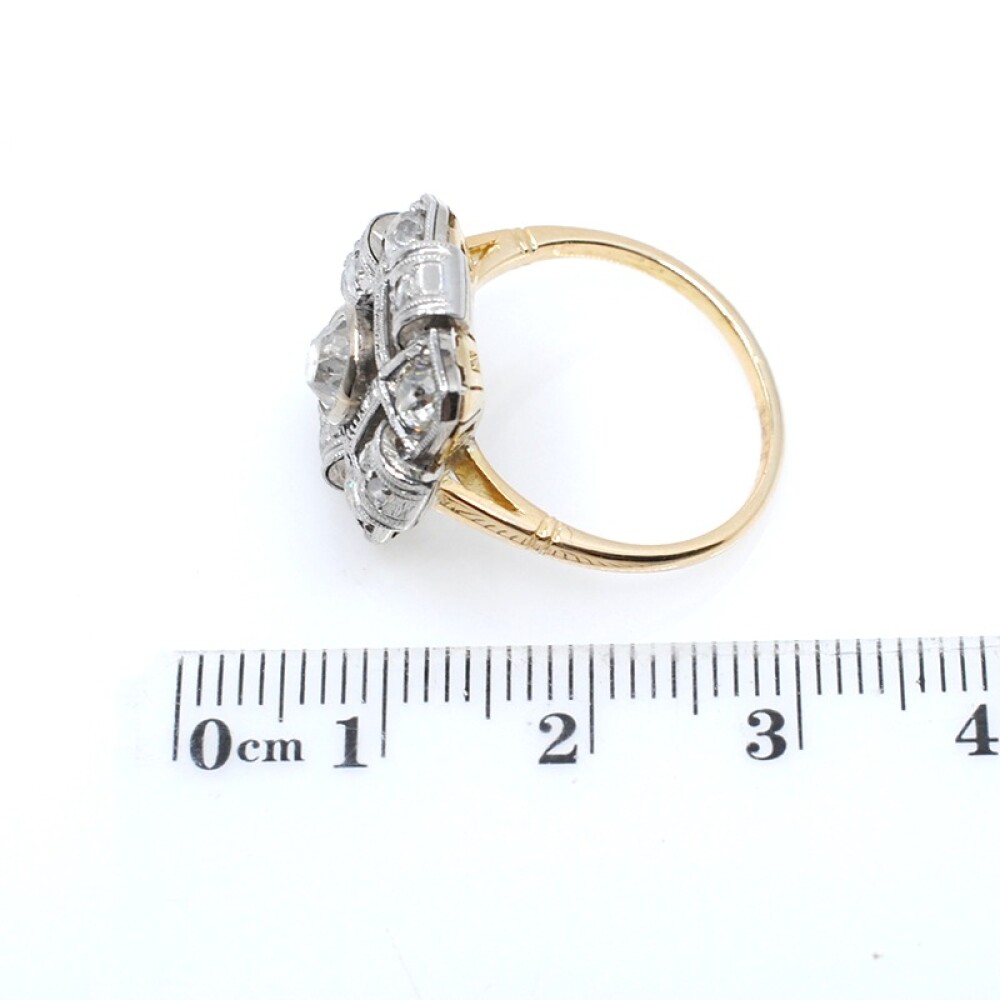 Anillo antiguo Art Deco oro 18k brillantes y diamantes Anillo antiguo Art Deco oro 18k brillantes y diamantes