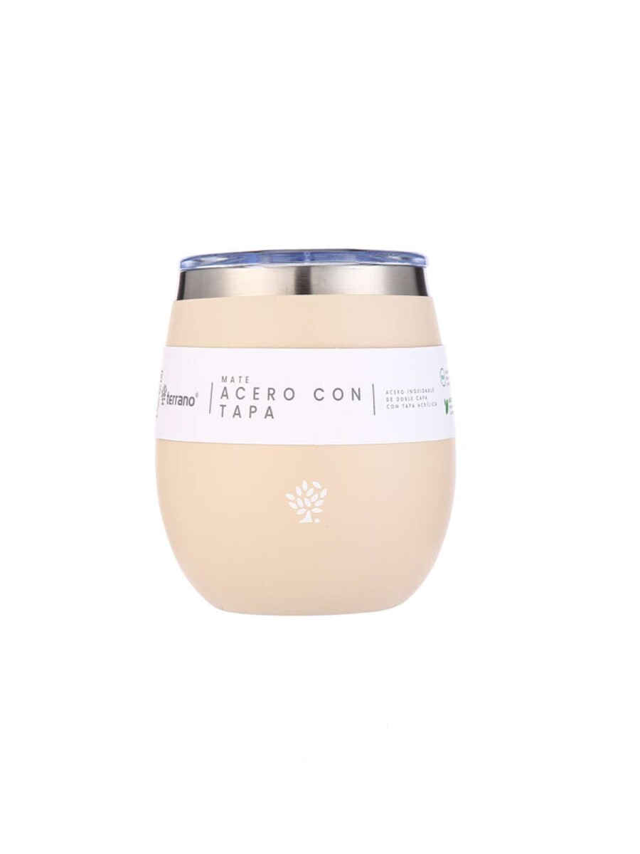 Mate Acero Inox. Con Tapa - Taupe 