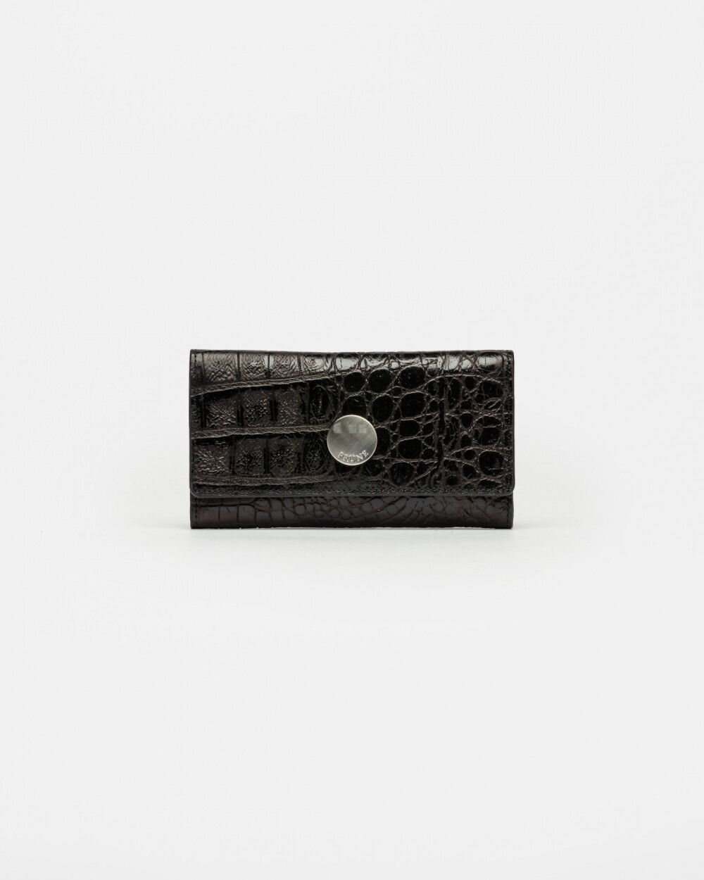 Billetera Cataluña En Cuero Grabado Croco Negro