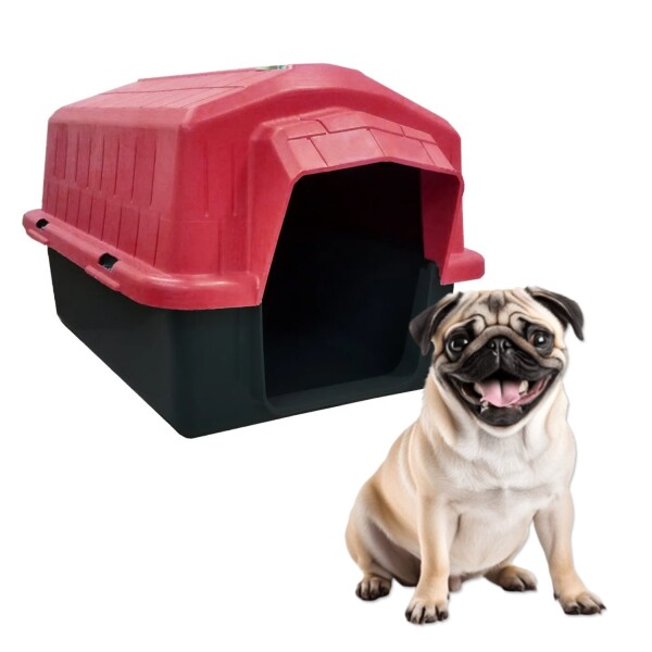 Casa Casilla Cucha Perro Mascota N3 Plastico Raza Mediana Color Variante Rojo