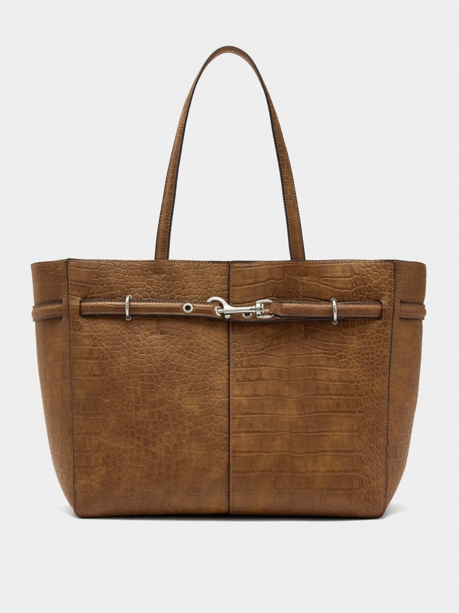 Bolso Shopper Grabado Animal - camel 