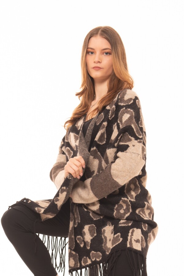 CARDIGAN MANTELLA LEOPARDO NEGRO T.U