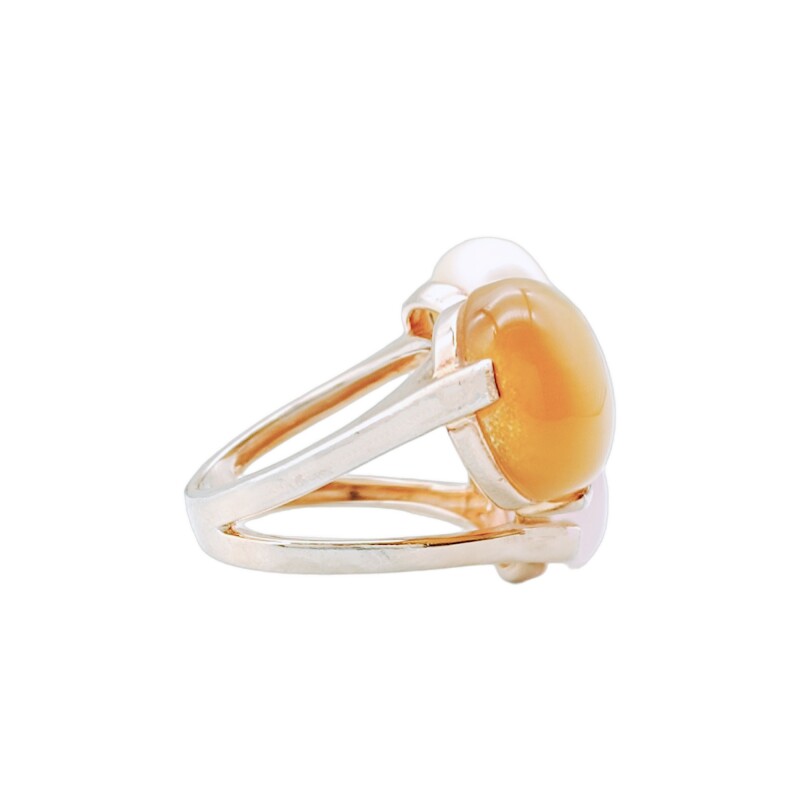 Anillo Circulos-Plata 925 Rodinada-Piedra Ojo de gato y Perla-AN4445 conpiedra