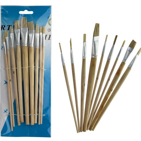 PINCELES X9PCS PUNTA CHATA MANGO MADERA DIFERENTES TAMAÑOS BLISTER 15099 PINCELES X9PCS PUNTA CHATA MANGO MADERA DIFERENTES TAMAÑOS BLISTER 15099