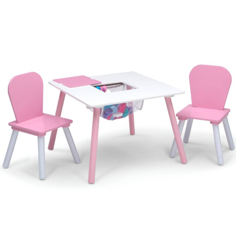 Set juego de mesa y organizador infantil Wisly rosa y blanco 6 Contenedores